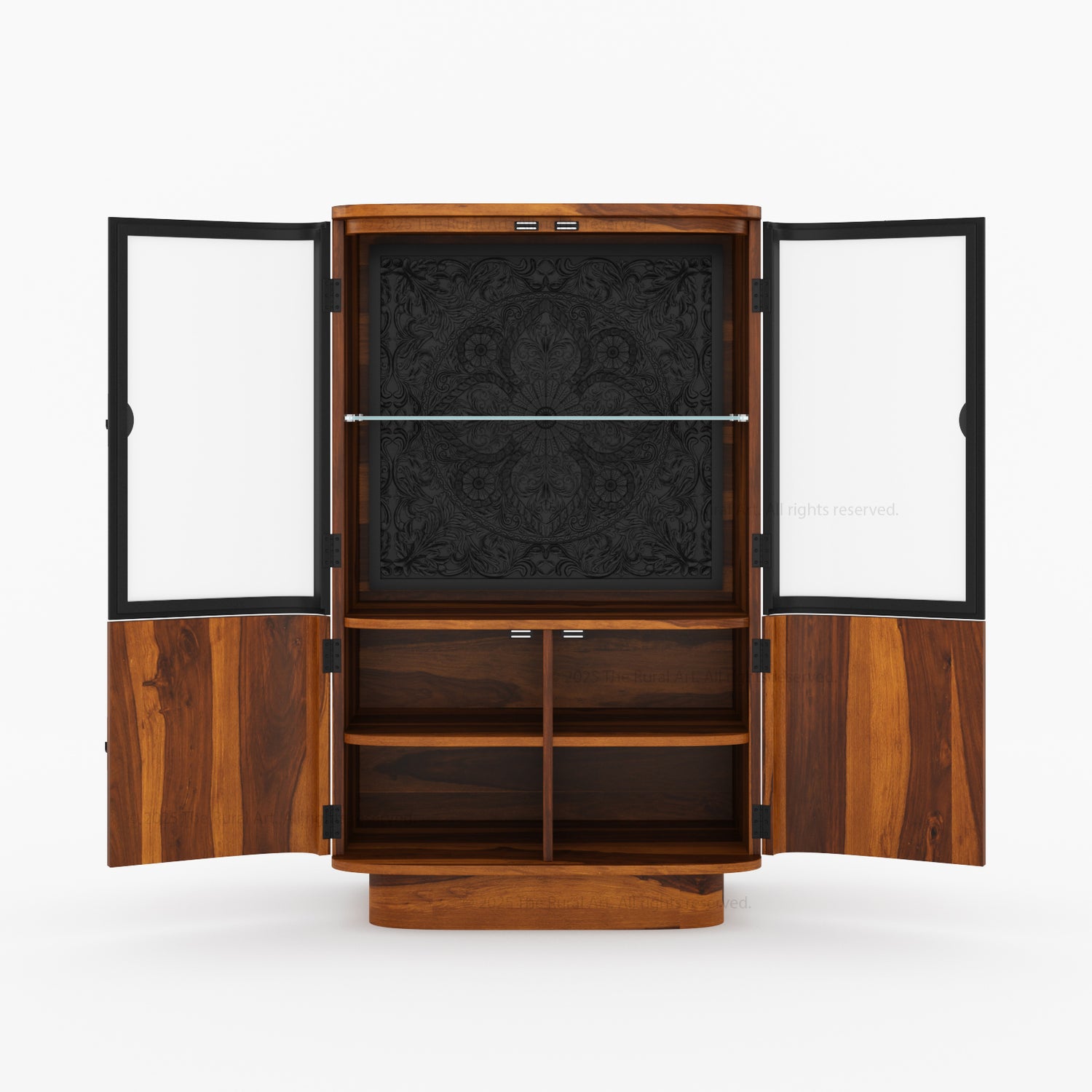 Woodinville Carved Bar Cabinet with Display Rack