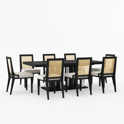 Fairbanks Modern Solid Wood Dining Table &amp; Cane Back Chair Set