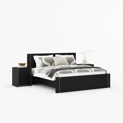 Branson Solid Wood Platform Bed with Subtle Brass Inlay