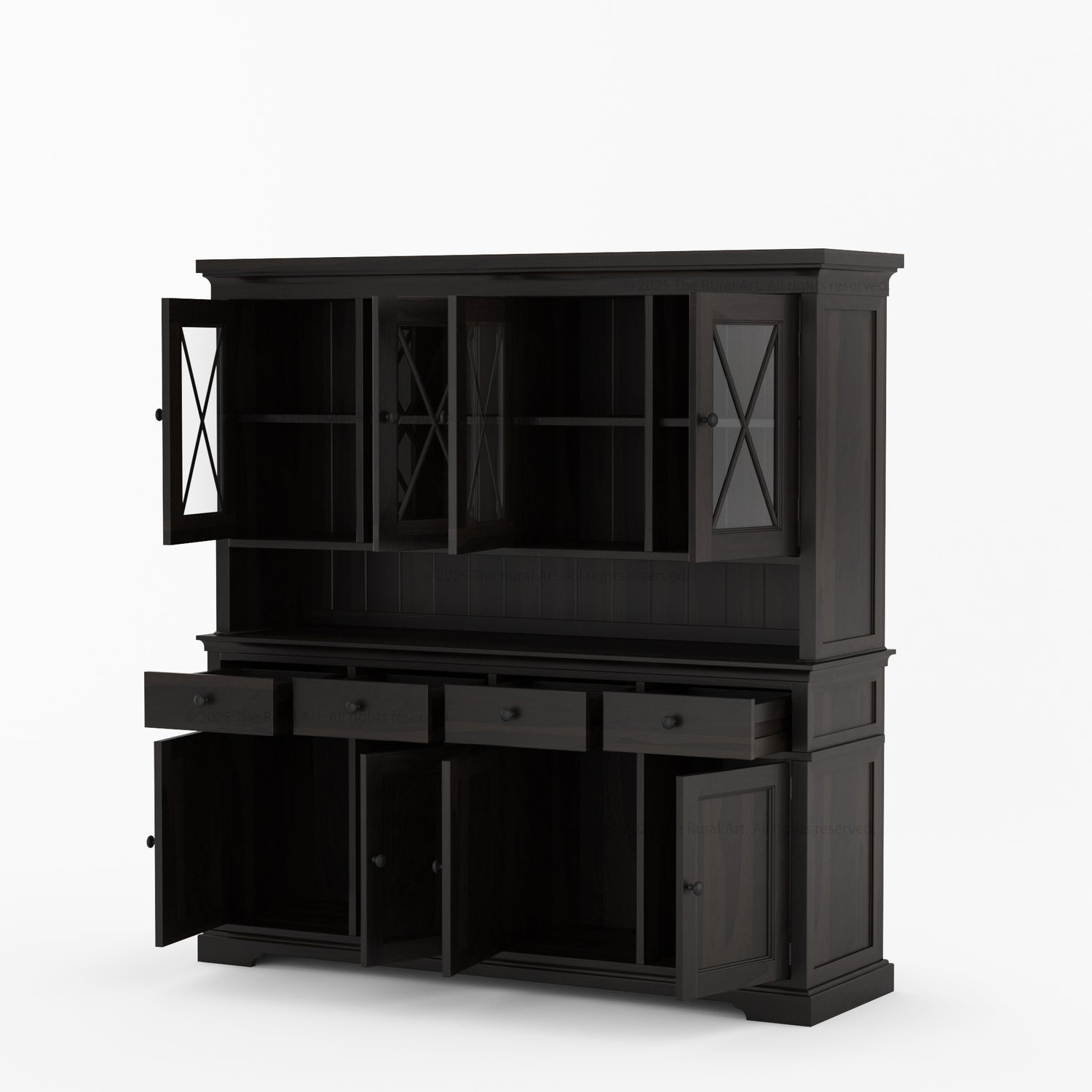 Sherman Solid Wood Buffet with Hutch China Display Cabinet