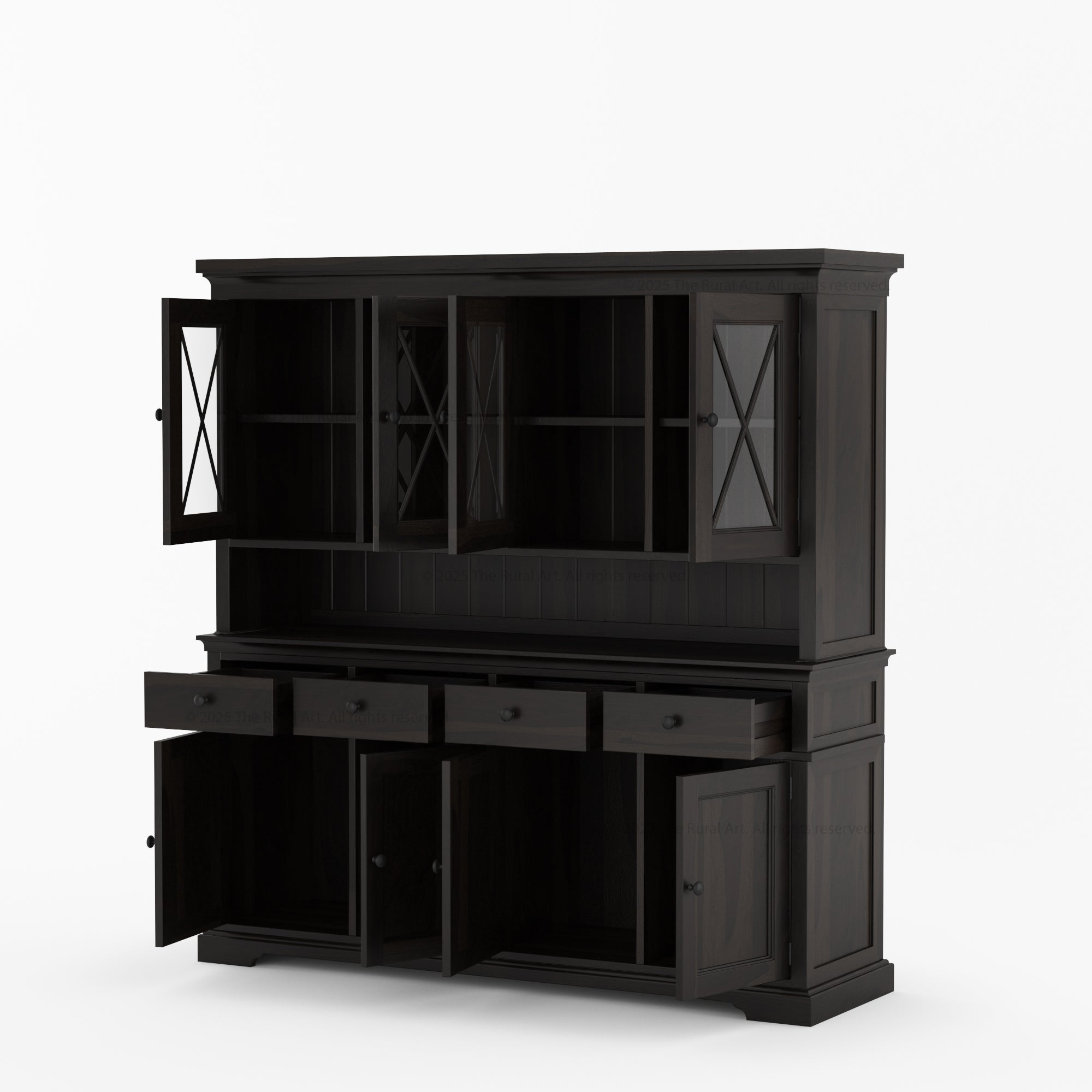 Sherman Solid Wood Buffet with Hutch China Display Cabinet