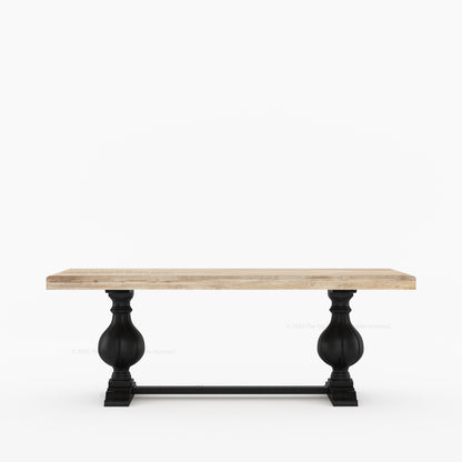 Manhattan Dual-Tone Solid Wood Pedestal Dining Table &amp; Chair Set