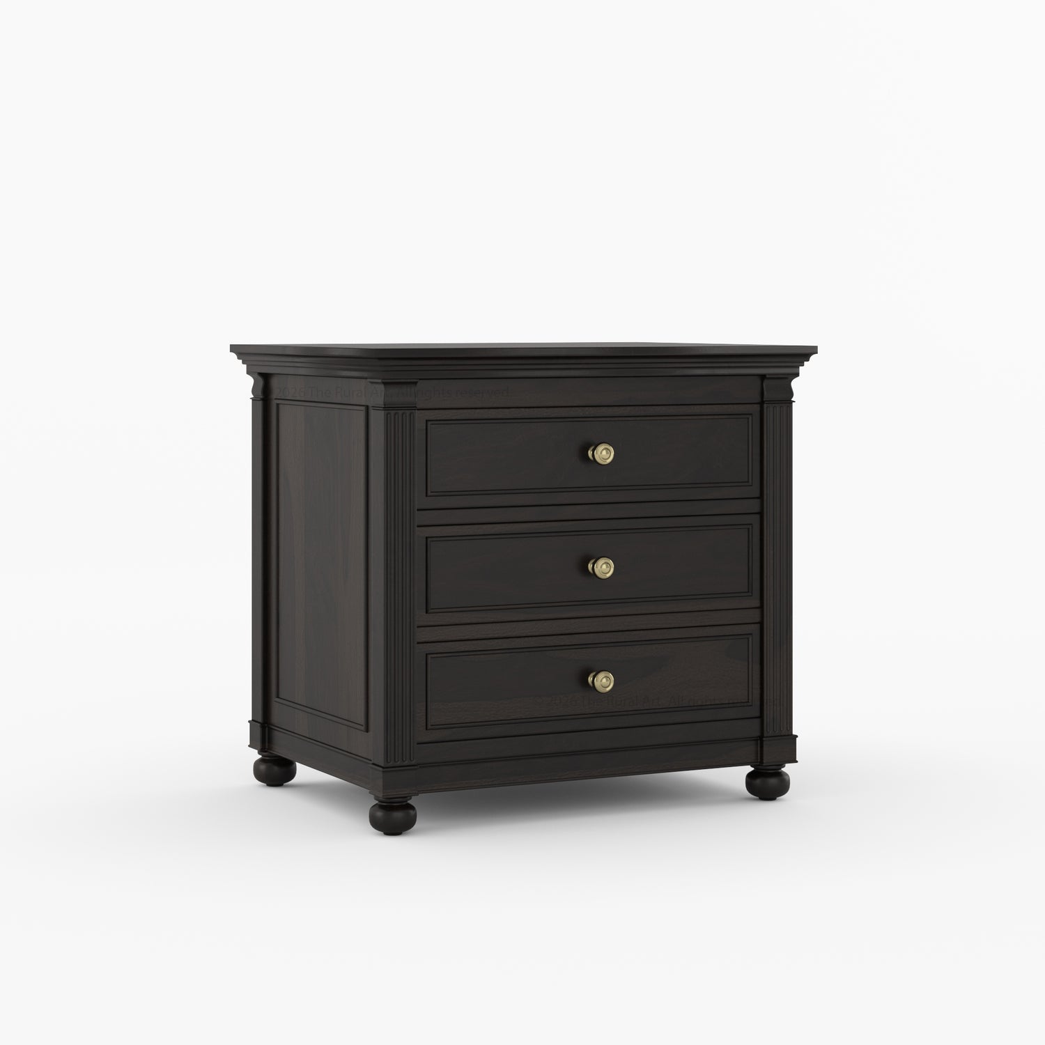 Kingman Grand Solid Wood Canopy Bed and Nightstand Set with Fluted Columns