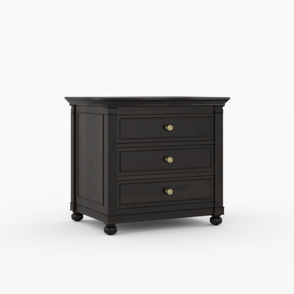 Kingman Grand Solid Wood Canopy Bed and Nightstand Set with Fluted Columns