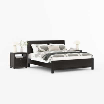 Princeton Solid Wood Platform Bed with Geometric Headboard Design