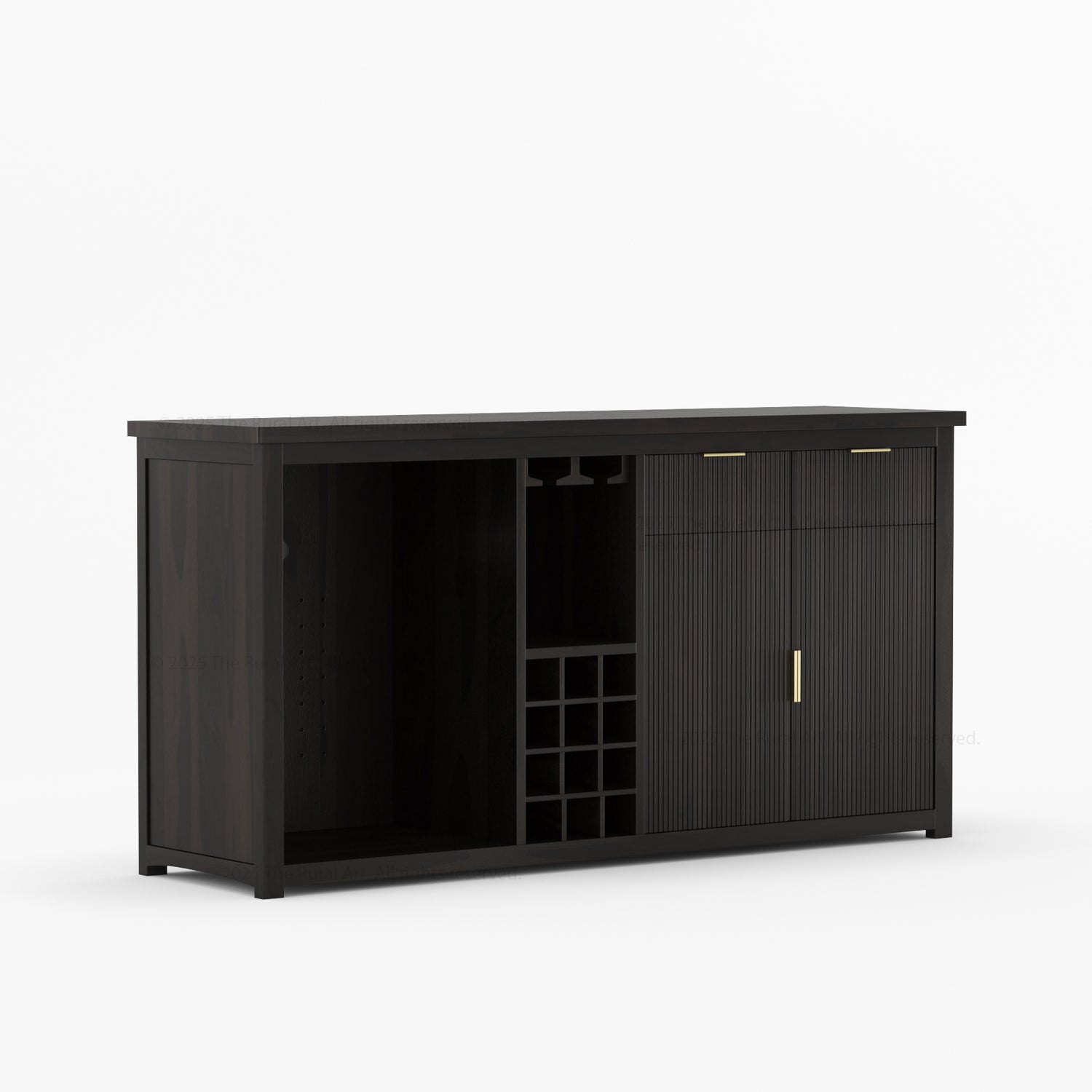 Sonoma Modern Black Bar Cabinet with Mini Fridge Space