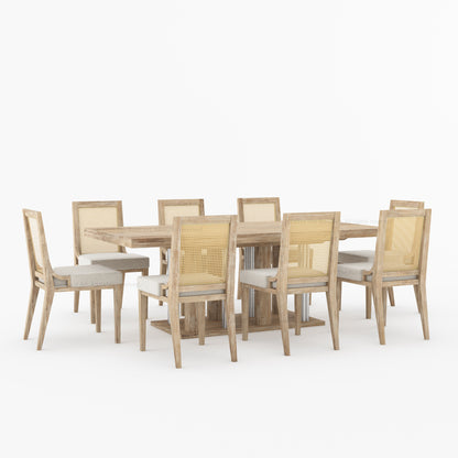 Fairbanks Modern Solid Wood Dining Table &amp; Cane Back Chair Set