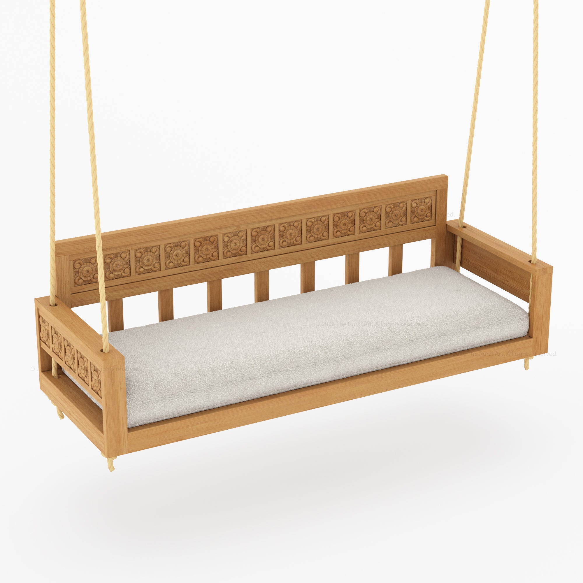 Ocala Hand-Carved Solid Wood Outdoor Porch Swing