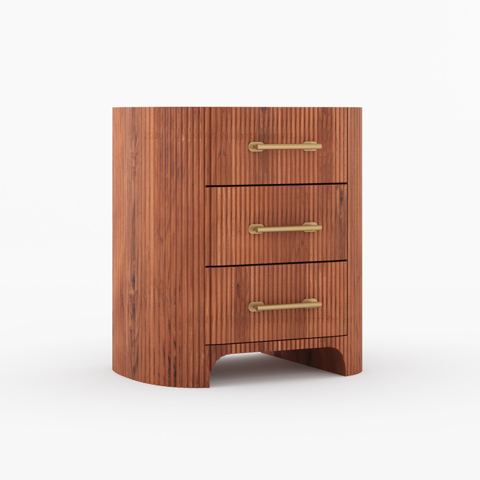 Bartow Fluted Solid Wood Nightstand with 3 Drawers