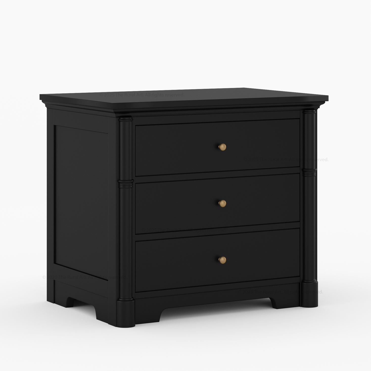 Abilene Solid Wood Three-Drawer Nightstand