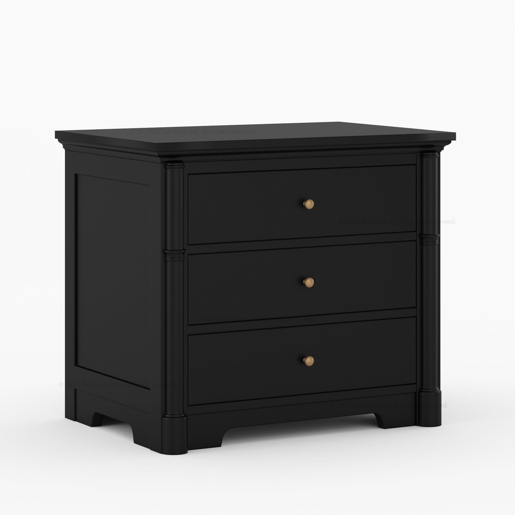 Abilene Solid Wood Three-Drawer Nightstand