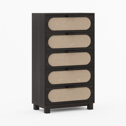 Davis Solid Wood Dresser with Woven Cane Details
