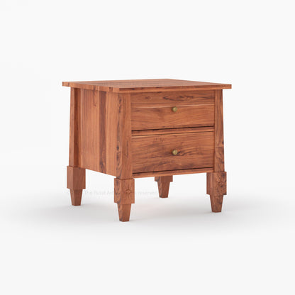 Dothan Solid Wood Nightstand with Carved Floral Legs &amp; Dual Drawers