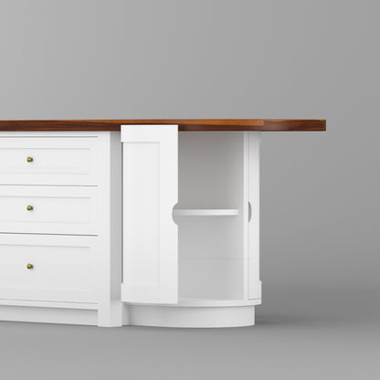 Danville Solid Wood Kitchen Island with Built-In Wine Cooler &amp; Storage Cabinets
