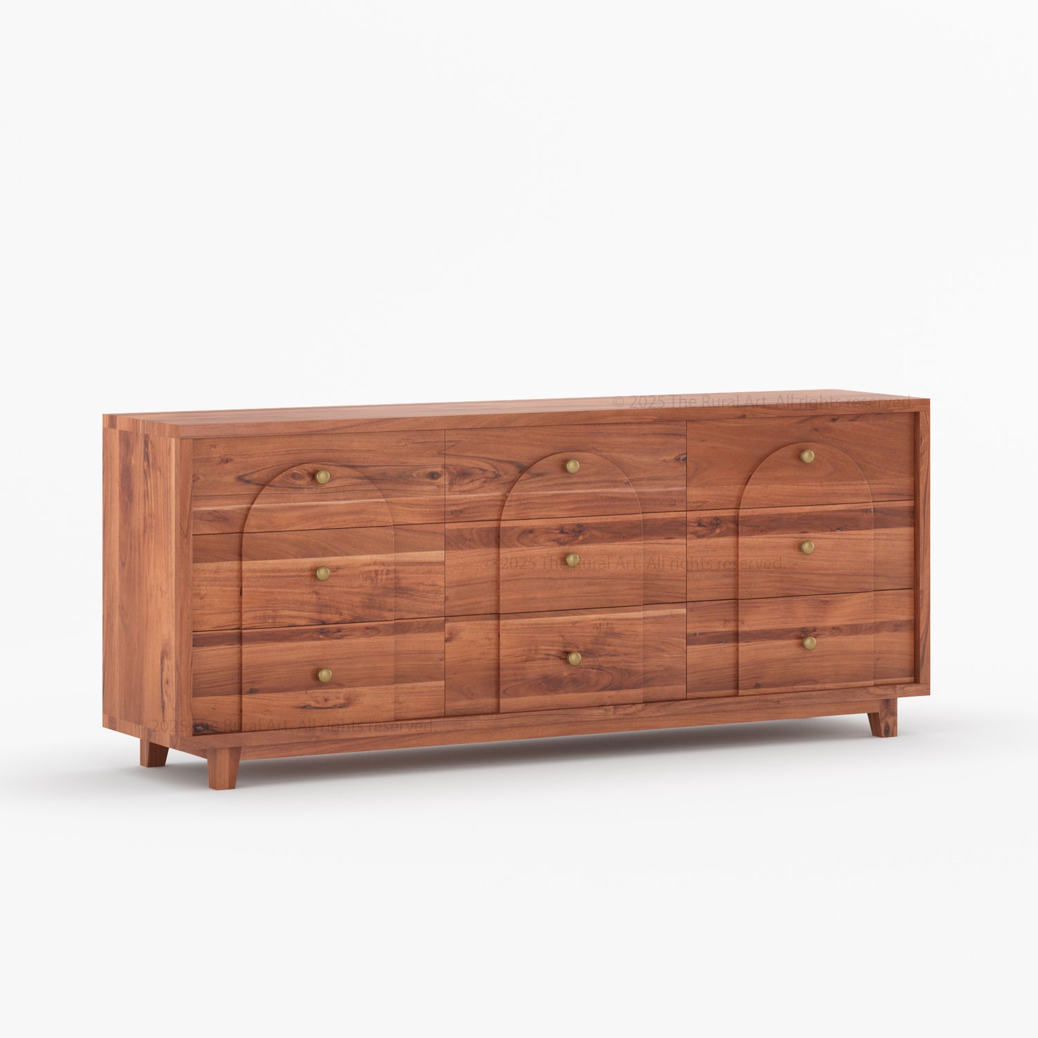 Livingston Solid Wood Dresser with Arched Front &amp; Brass Knobs