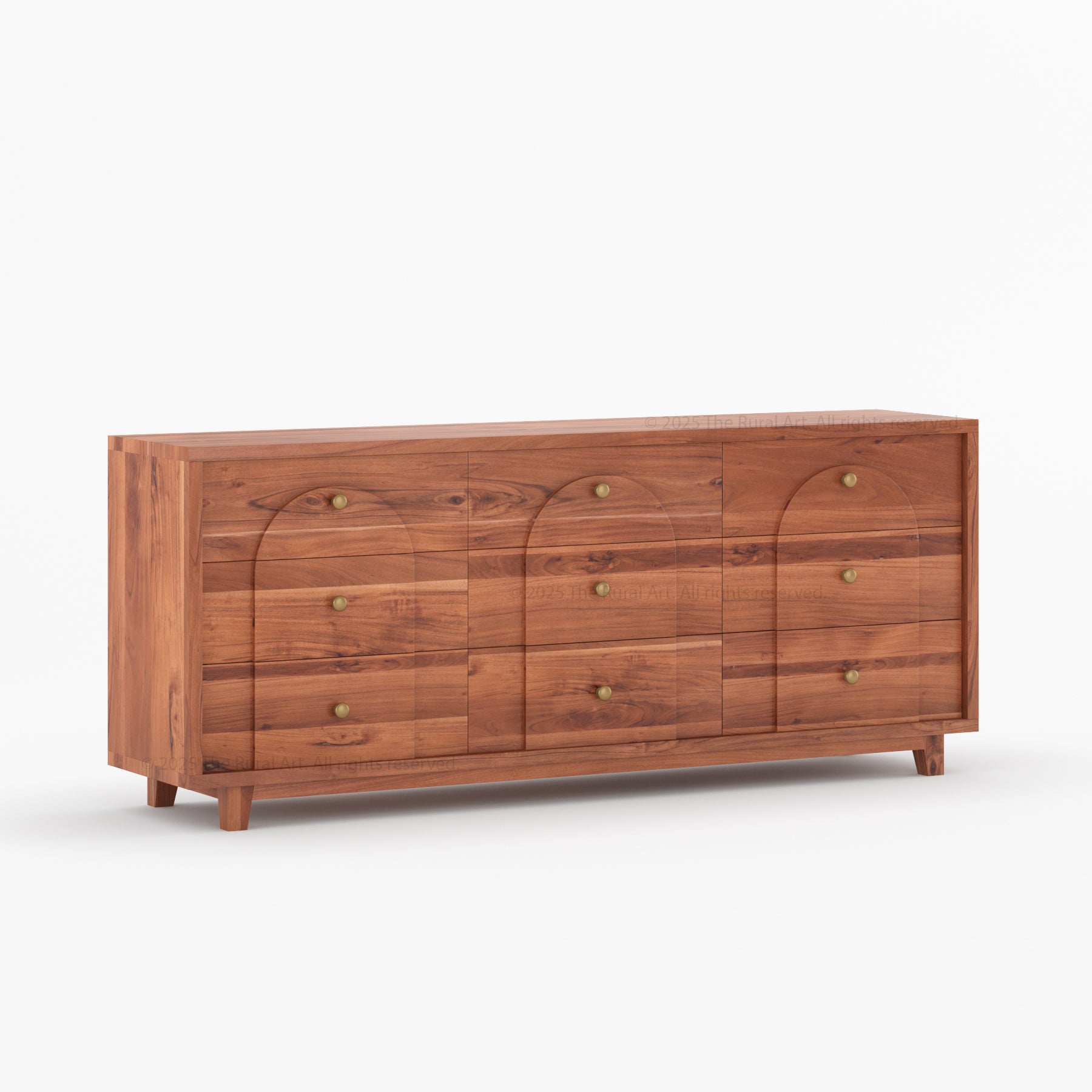 Livingston Solid Wood Dresser with Arched Front &amp; Brass Knobs