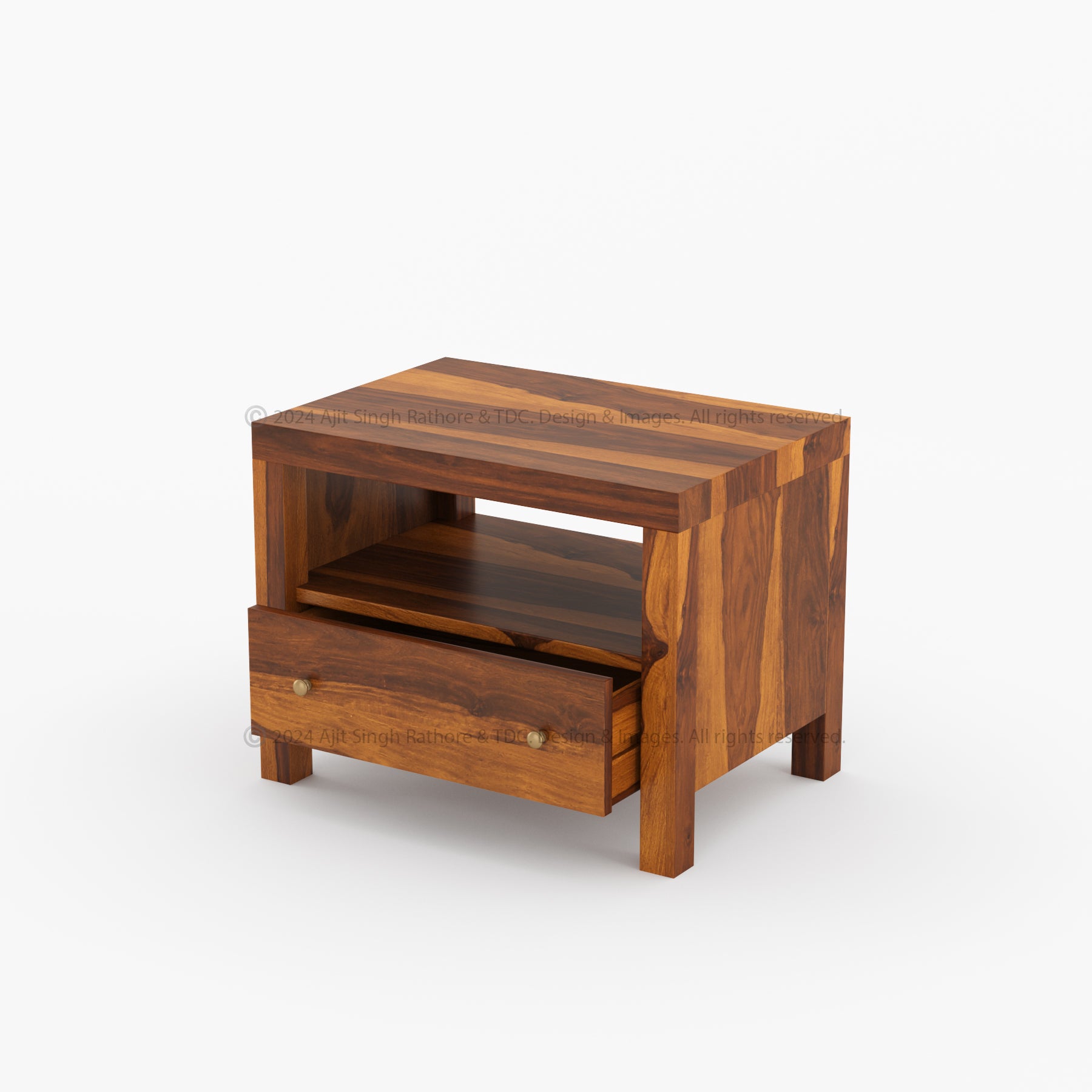 Lompoc Premium Solid Indian Rosewood Nightstand with Drawers