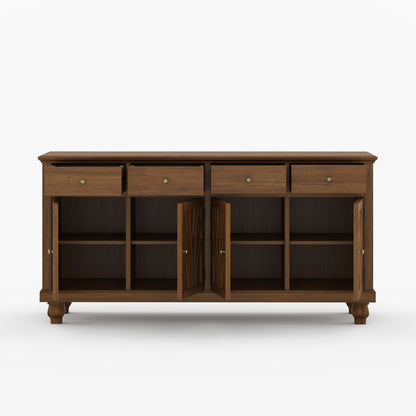 Carlsbad Botanical Carved Solid Wood 4-Door Sideboard Buffet with Drawers