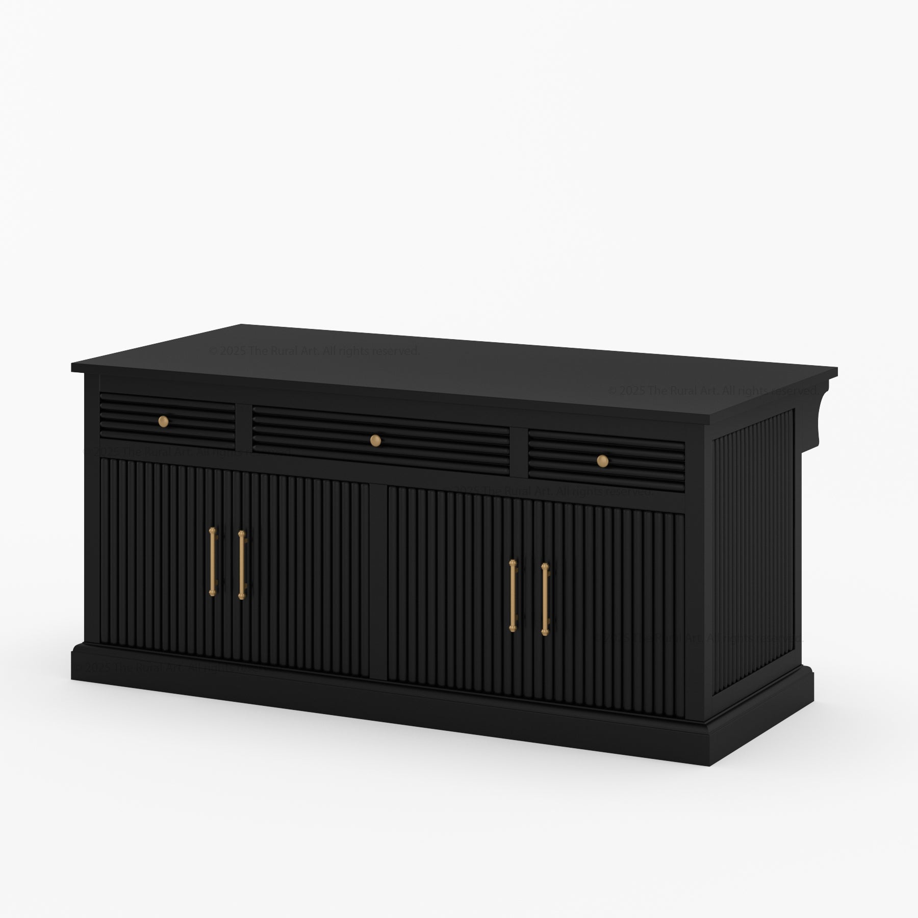 Sonoma Solid Wood Kitchen Island with Fluted Panel