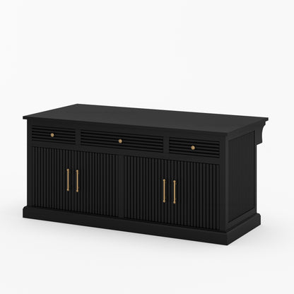 Sonoma Solid Wood Kitchen Island with Fluted Panel