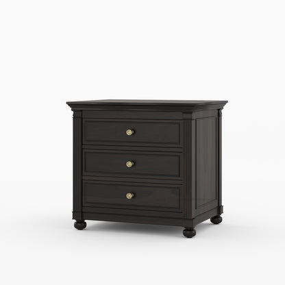 Kingman Grand Solid Wood Canopy Bed and Nightstand Set with Fluted Columns