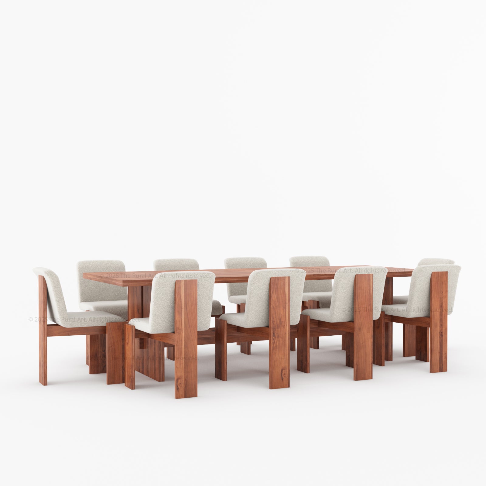 Marion Modern Slab-Leg Dining Table &amp; Boucle Chair Set