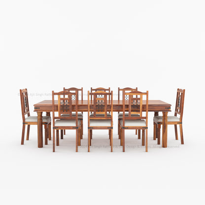 Naples Solid Wood Dining Table Set with Iron-Grid Chairs