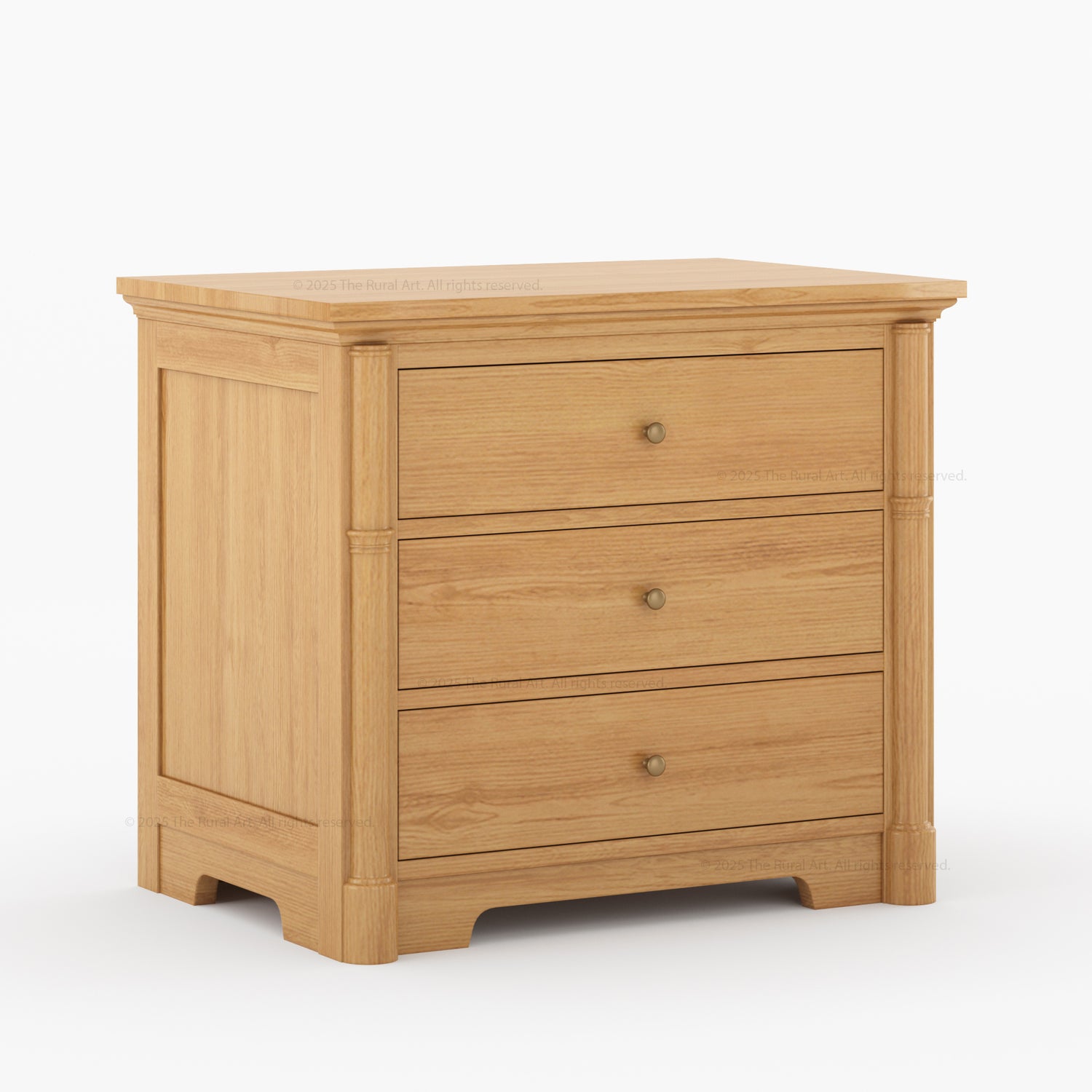 Abilene Solid Wood Three-Drawer Nightstand