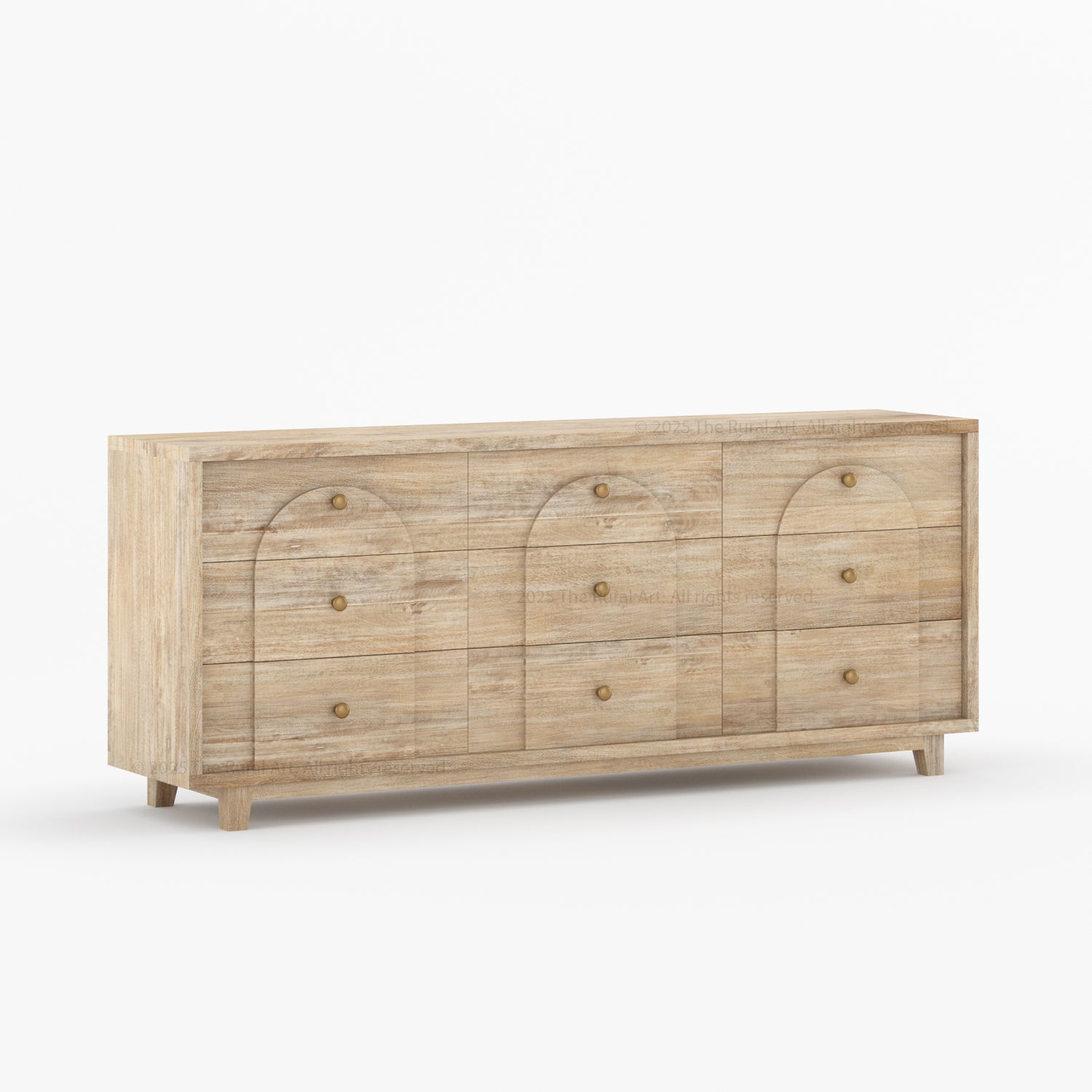 Livingston Solid Wood Dresser with Arched Front &amp; Brass Knobs