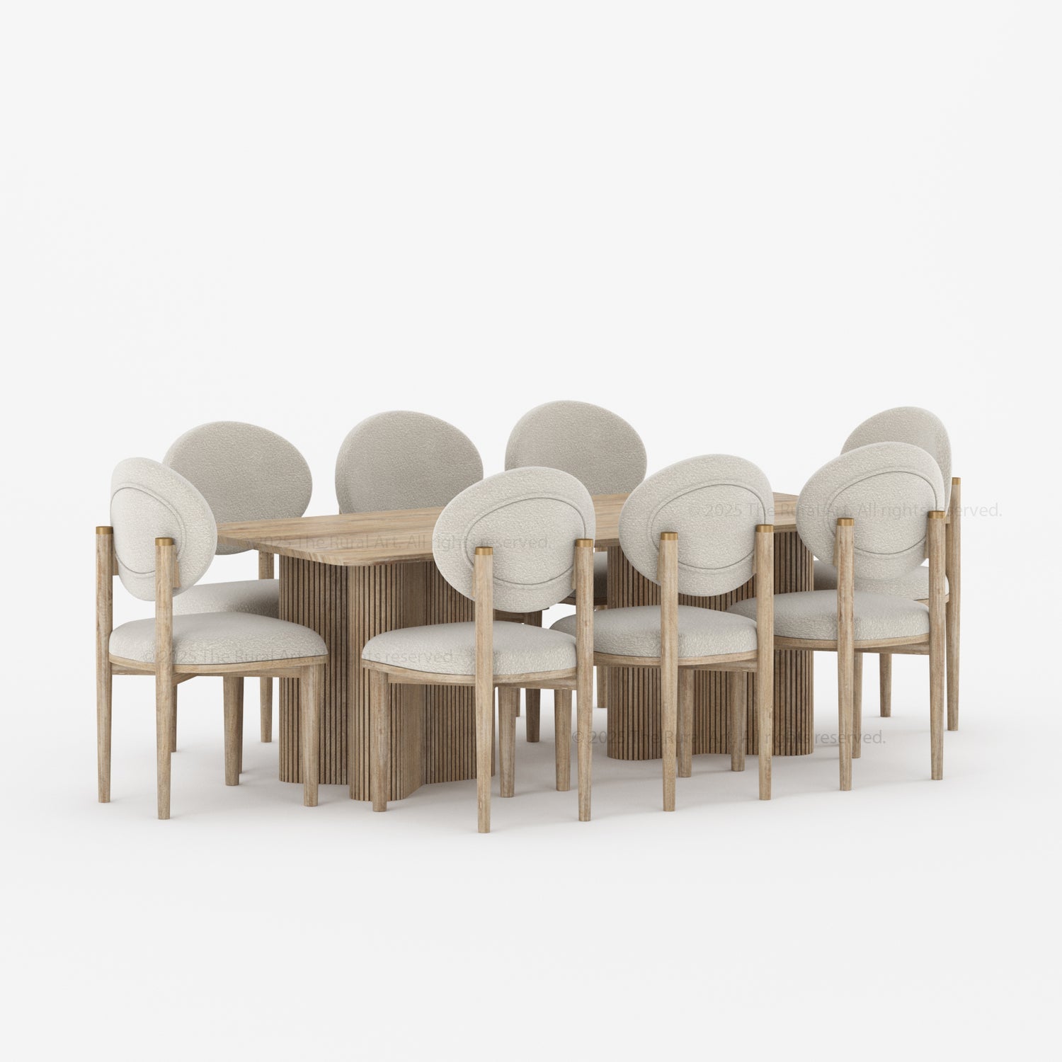 Valdez Fluted Dining Table &amp; Upholstered Chair Set