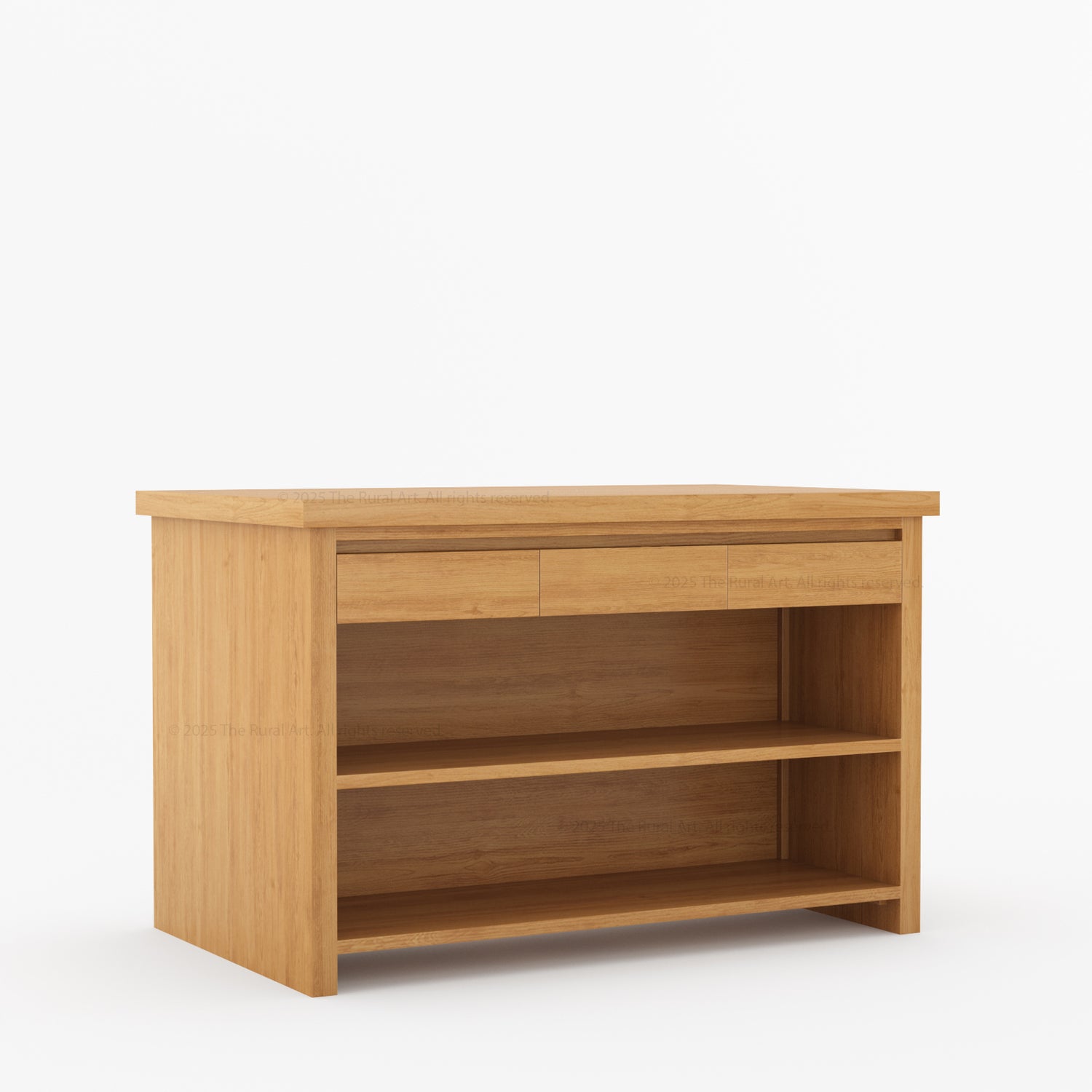 Dothan Solid Wood Kitchen Island with Quartz Top &amp; Seating