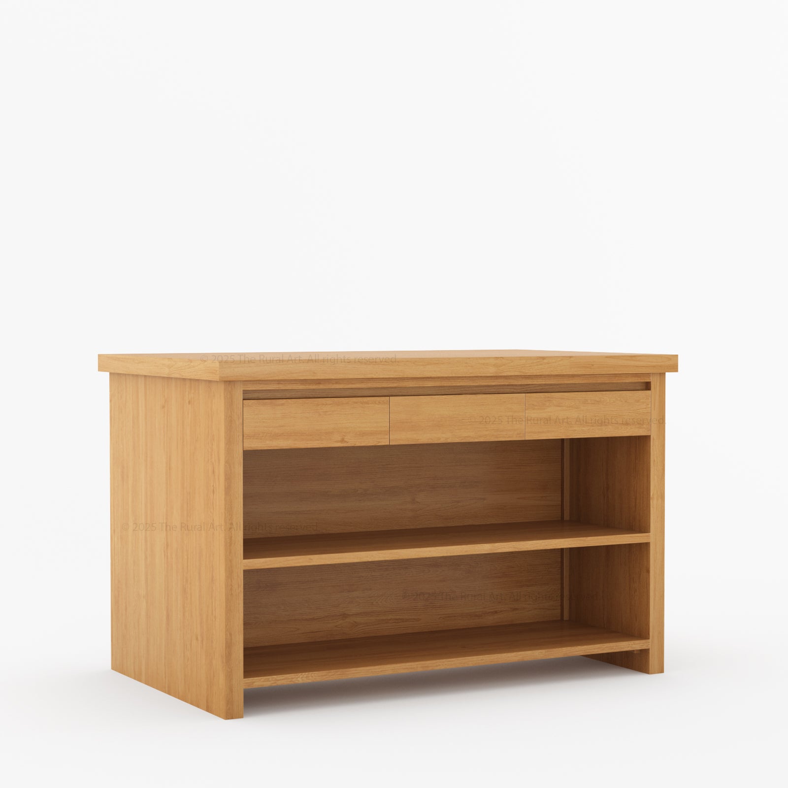 Dothan Solid Wood Kitchen Island with Quartz Top &amp; Seating