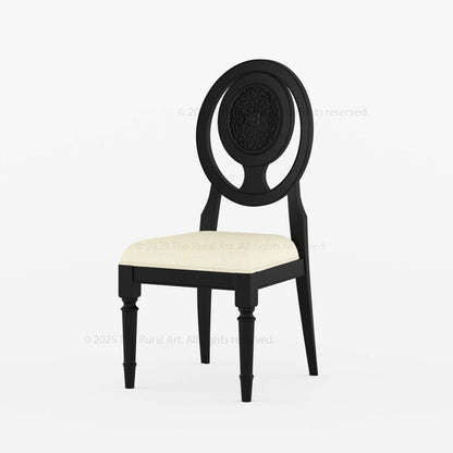 Jackson Solid Wood Dining Chair Hand-Carved Medallion Back &amp; Upholstered Seat