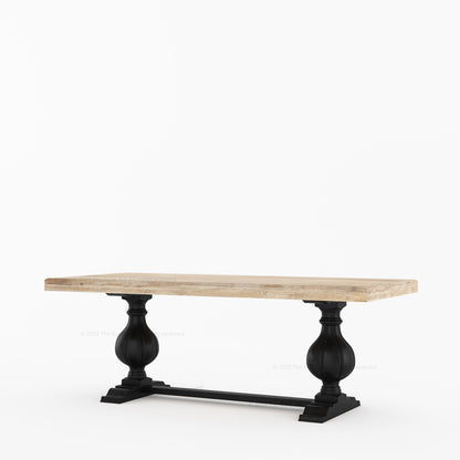 Manhattan Dual-Tone Solid Wood Pedestal Dining Table &amp; Chair Set