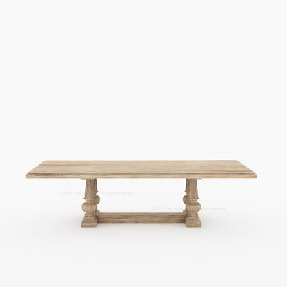 San Pedro Solid Wood Double Pedestal Dining Table – Rustic Grandeur Reimagined