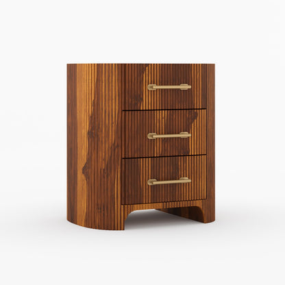 Bartow Fluted Solid Wood Nightstand with 3 Drawers