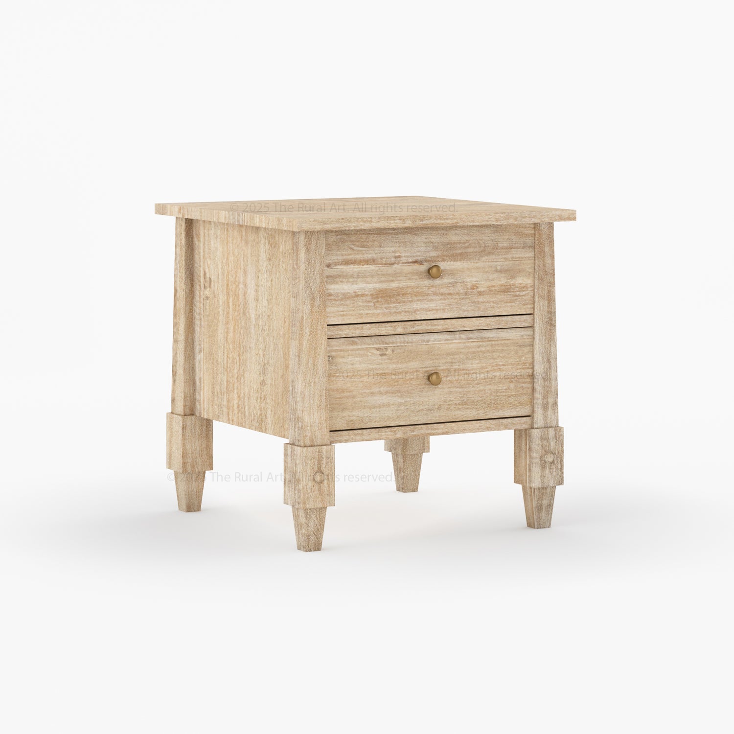 Dothan Solid Wood Nightstand with Carved Floral Legs &amp; Dual Drawers