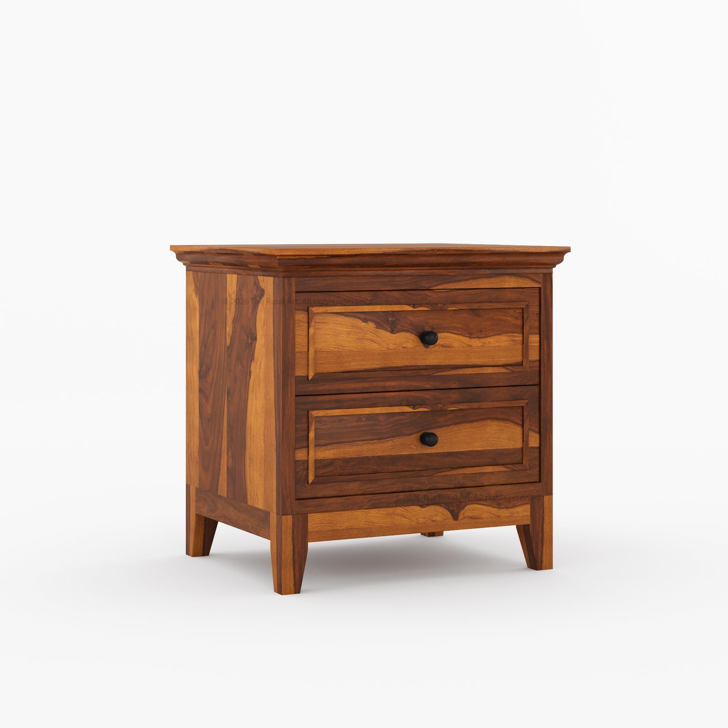 Anniston Solid Wood Bed and Nightstand Set with Upholstered Headboard