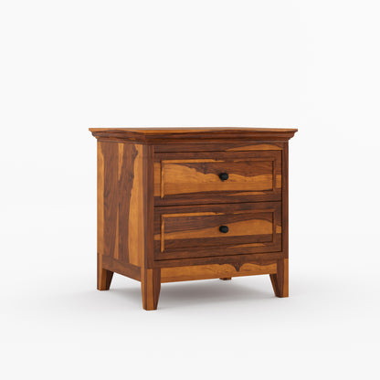 Anniston Solid Wood Bed and Nightstand Set with Upholstered Headboard