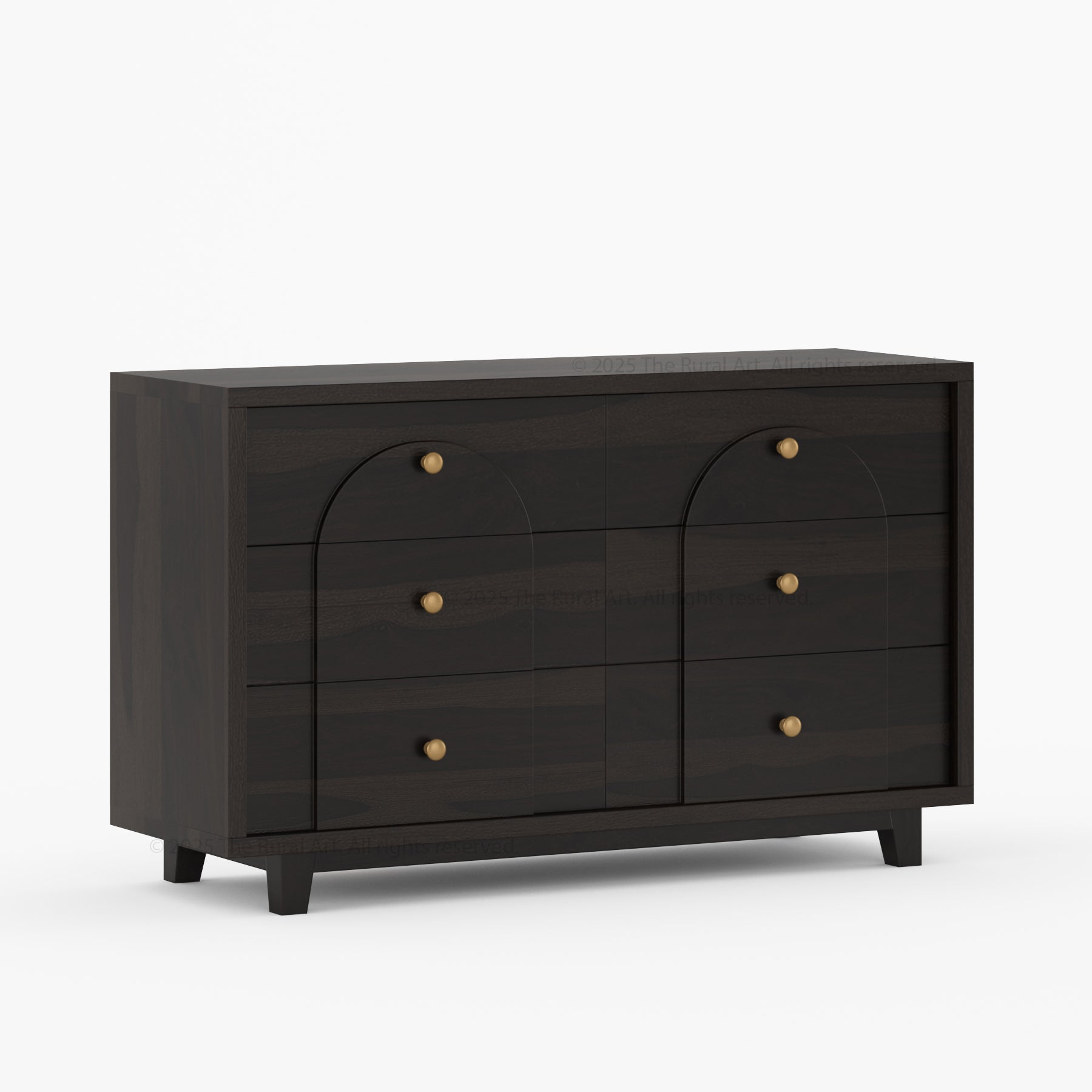 Livingston Solid Wood Dresser with Arched Front &amp; Brass Knobs