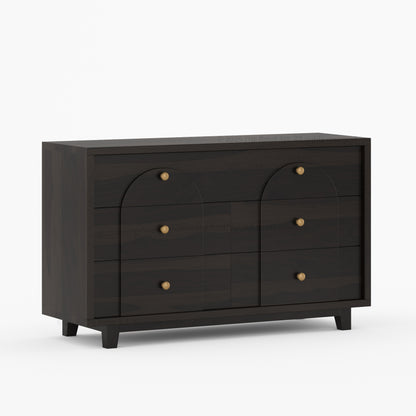Livingston Solid Wood Dresser with Arched Front &amp; Brass Knobs