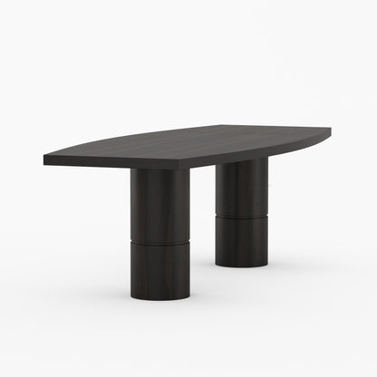 Winslow Sculpted Solid Wood Dining Table with Dual Pedestal Base