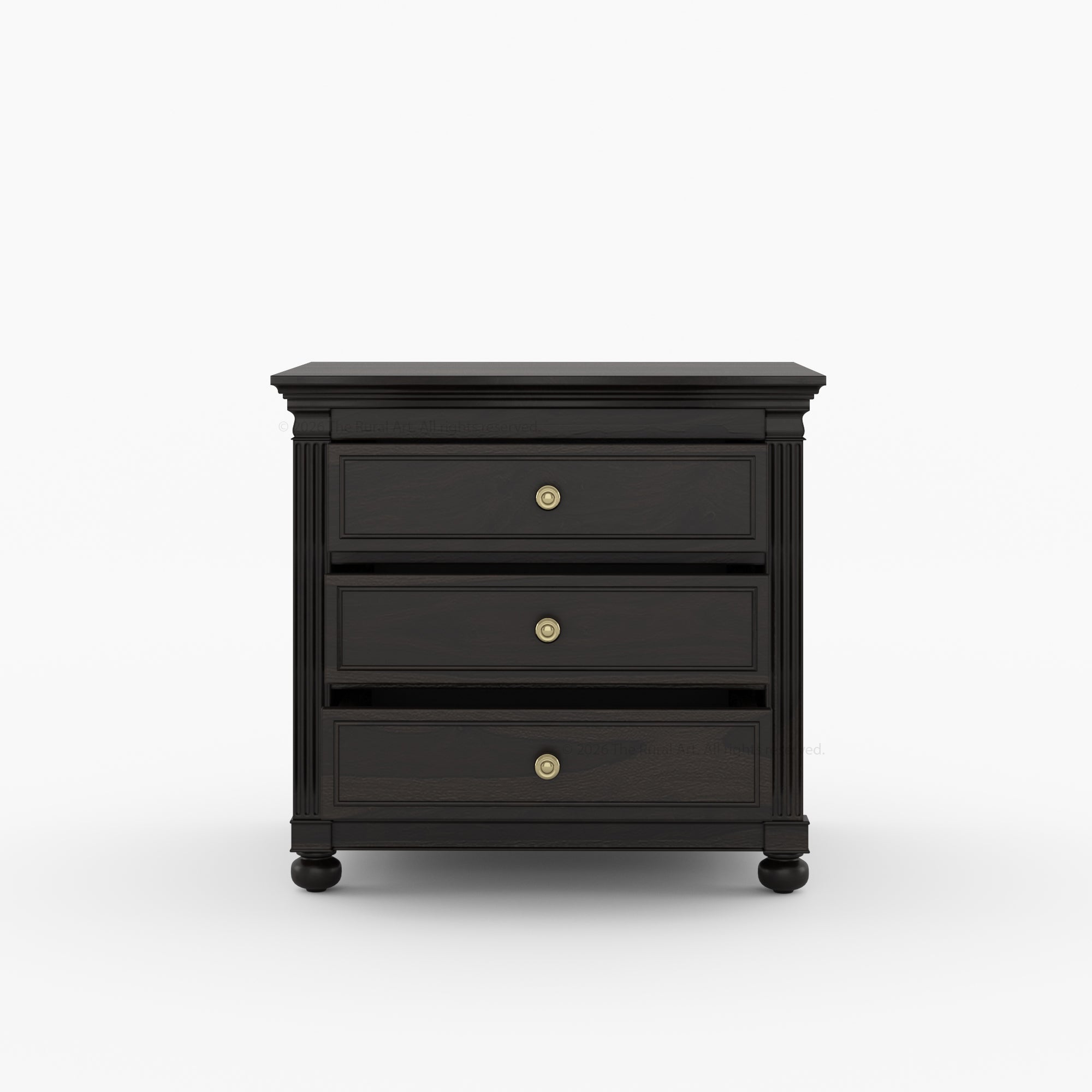 Kingman Grand Solid Wood Canopy Bed and Nightstand Set with Fluted Columns