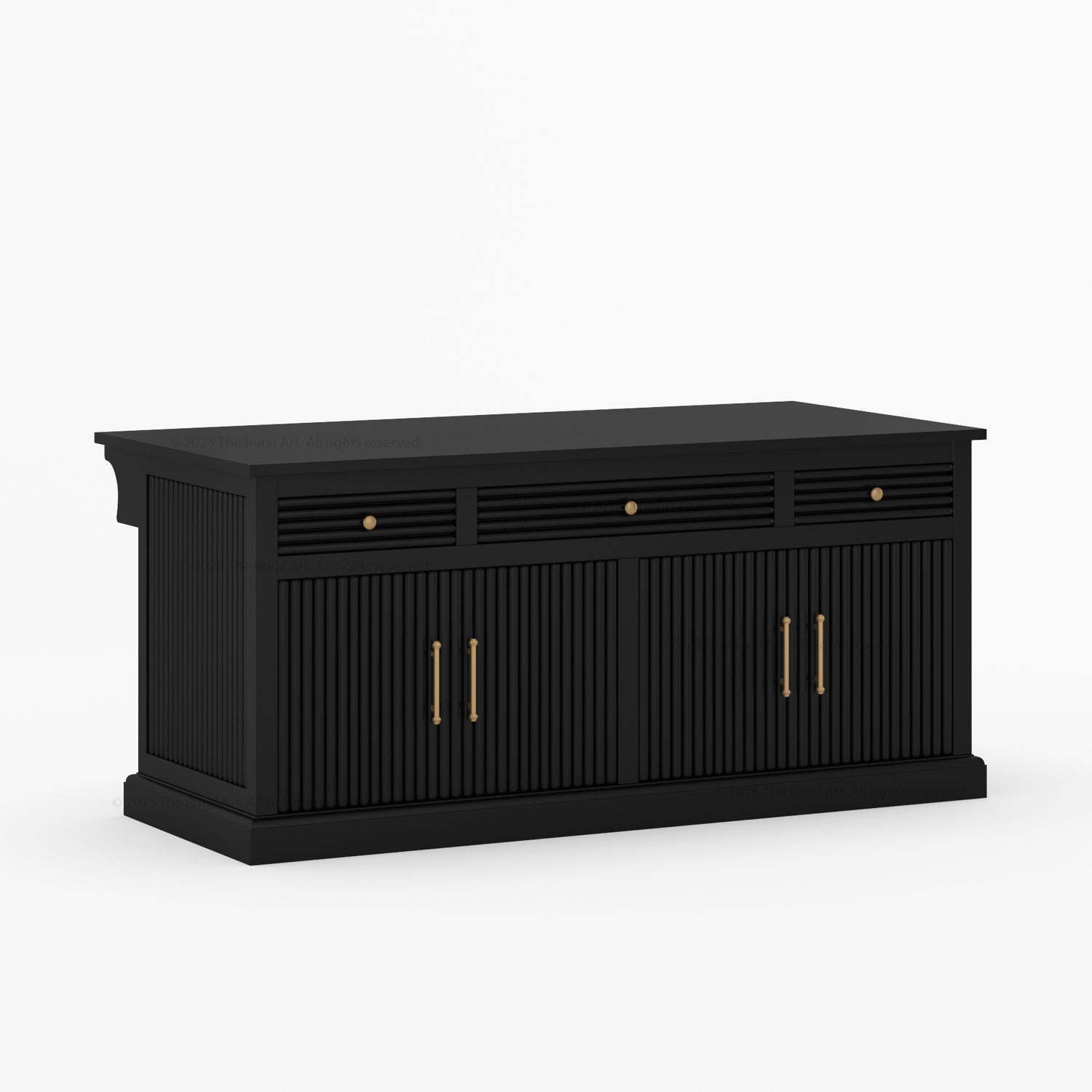 Sonoma Solid Wood Kitchen Island with Fluted Panel