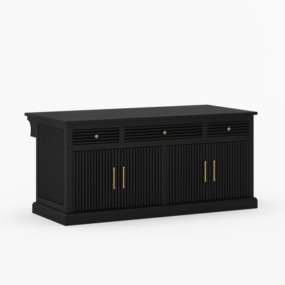 Sonoma Solid Wood Kitchen Island with Fluted Panel