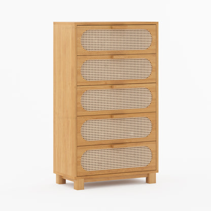 Davis Solid Wood Dresser with Woven Cane Details