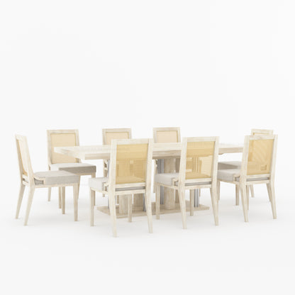 Fairbanks Modern Solid Wood Dining Table &amp; Cane Back Chair Set