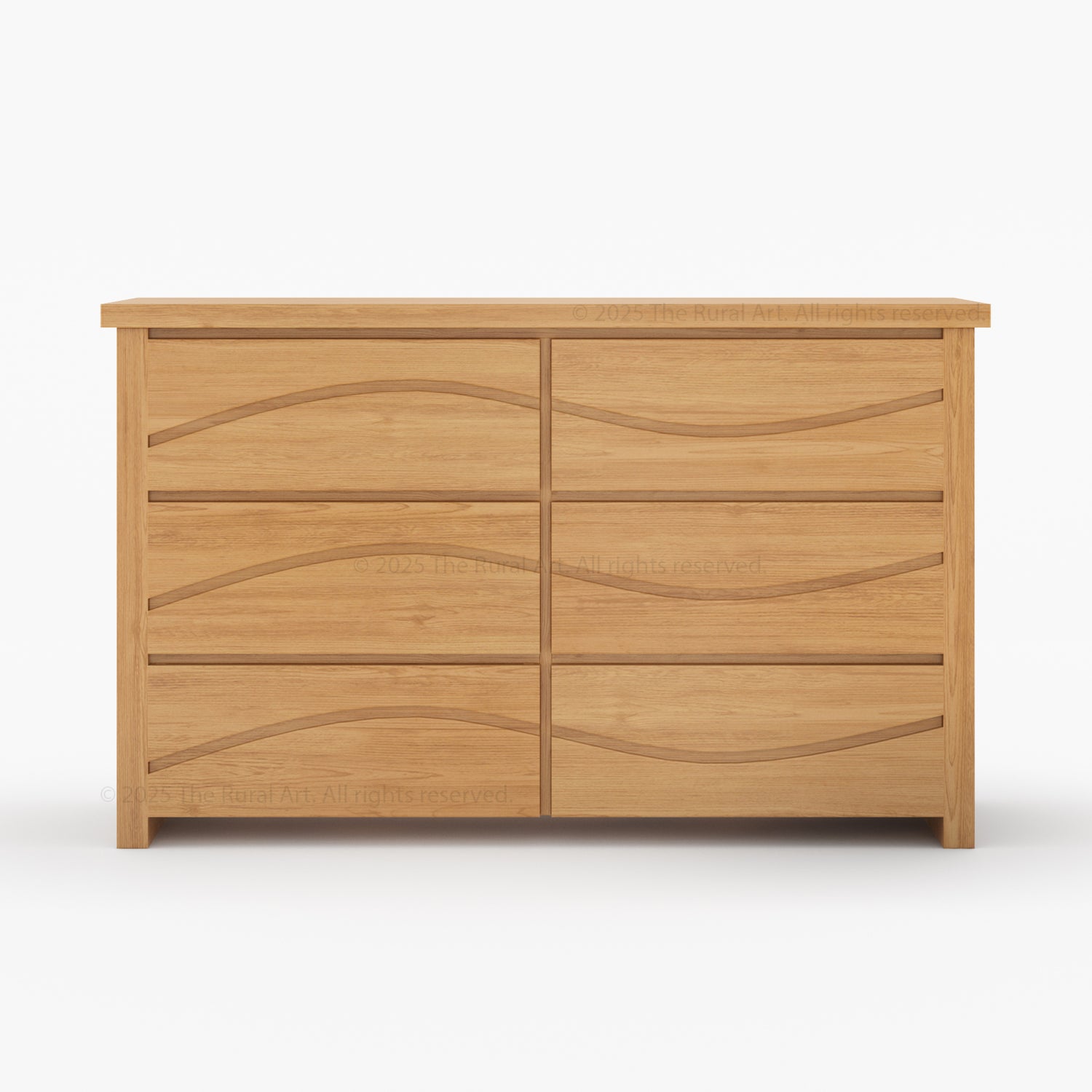Real Wood six drawers dresser with wavy design 