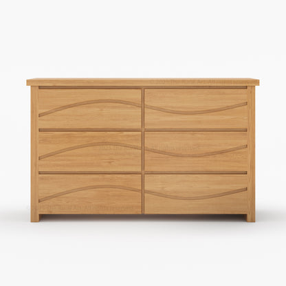 Real Wood six drawers dresser with wavy design 