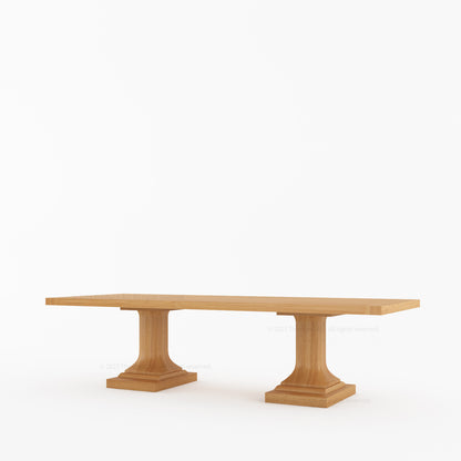 Medina Solid Wood Pedestal Dining Table | Mid-Century Modern Table for 4, 6, 8, 10, or 12